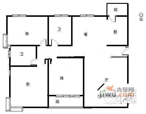 浦发绿城北区5室2厅2卫190㎡户型图