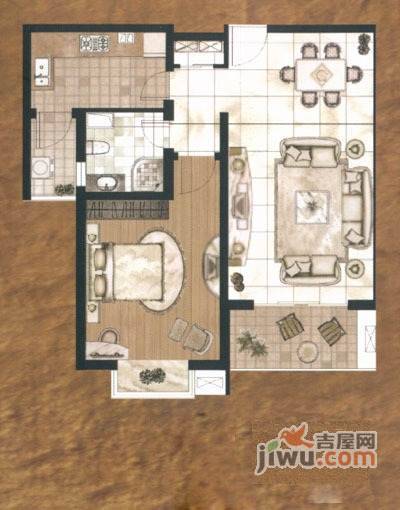 金鹤新城双佳翠庭1室2厅1卫59㎡户型图