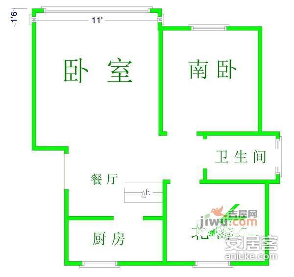 金鹤新城双佳翠庭2室2厅1卫76㎡户型图