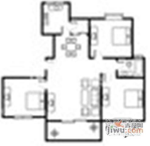 九城湖滨3室2厅1卫101㎡户型图