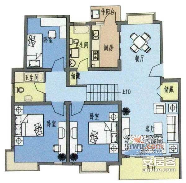 经纬阳光水岸家园4室2厅3卫166㎡户型图