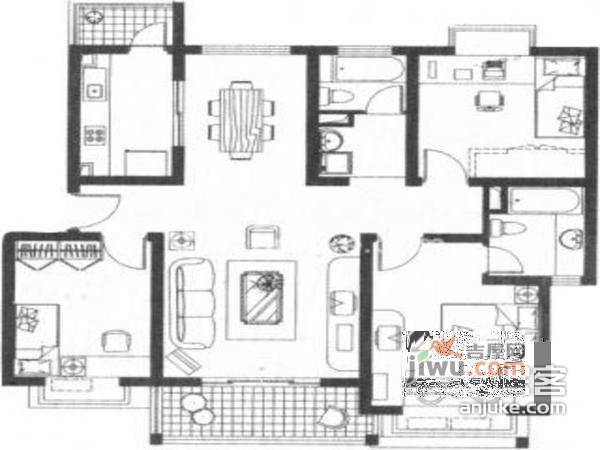 新湖明珠城5室3厅3卫285㎡户型图