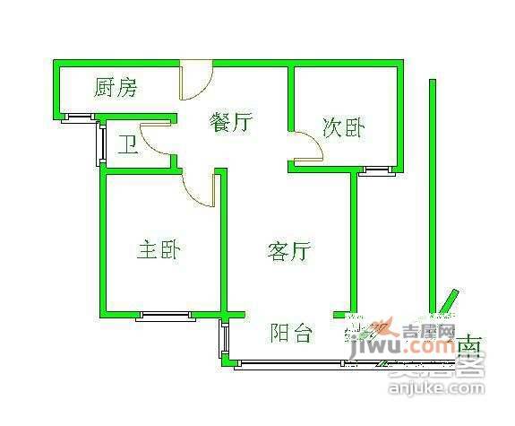 绿地世纪城二期2室2厅1卫109㎡户型图