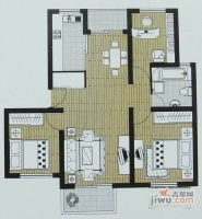 绿地世纪城二期3室2厅1卫130㎡户型图