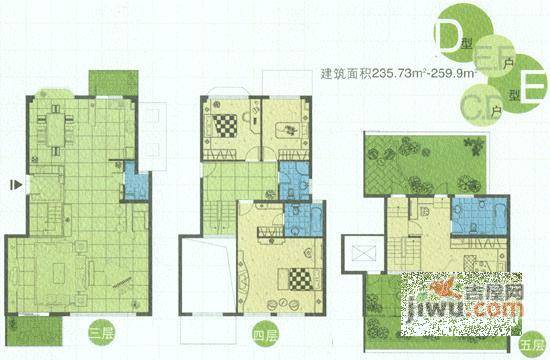 春天花园5室3厅3卫261㎡户型图