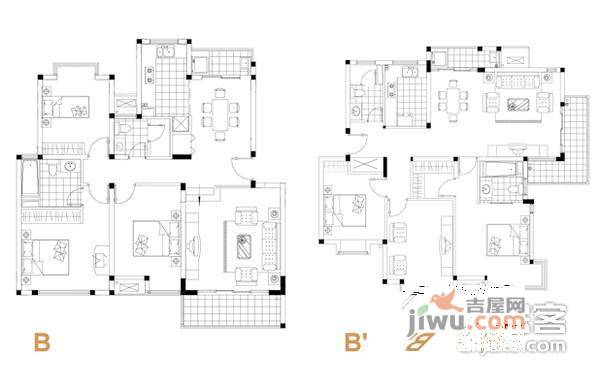 上海奥林匹克花园4室3厅3卫205㎡户型图