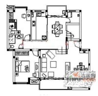 上海奥林匹克花园3室2厅2卫126㎡户型图