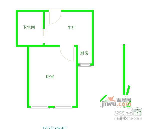 永灵小区1室1厅1卫44㎡户型图