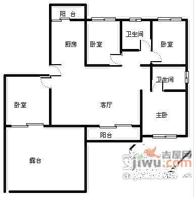 永灵小区3室2厅1卫106㎡户型图