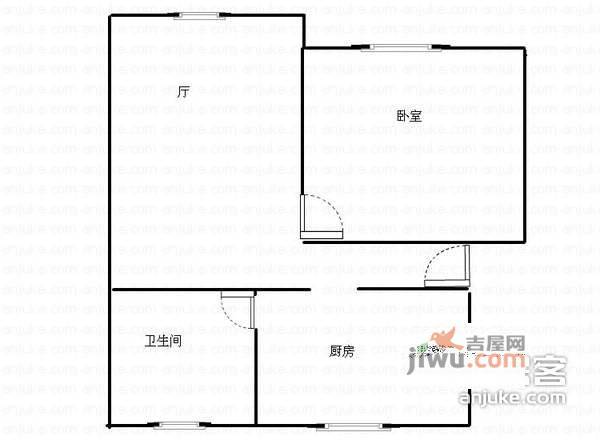 永灵小区1室2厅1卫户型图