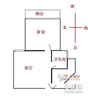 申良花园1室2厅1卫54㎡户型图