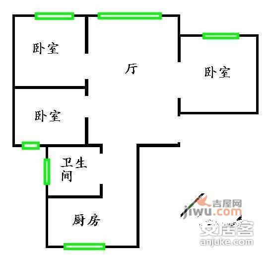 金桥湾清水苑3室2厅1卫123㎡户型图