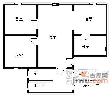 金桥湾清水苑3室2厅1卫123㎡户型图