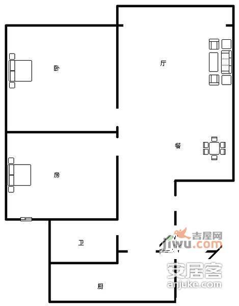 金桥湾清水苑2室1厅1卫70㎡户型图