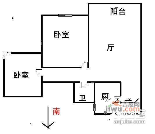 金桥湾清水苑2室1厅1卫70㎡户型图