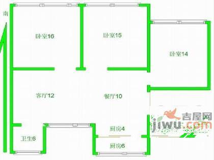 金桥湾清水苑3室2厅2卫123㎡户型图