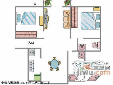 金榜世家2室2厅2卫100㎡户型图