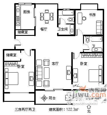 金榜世家3室2厅2卫169㎡户型图