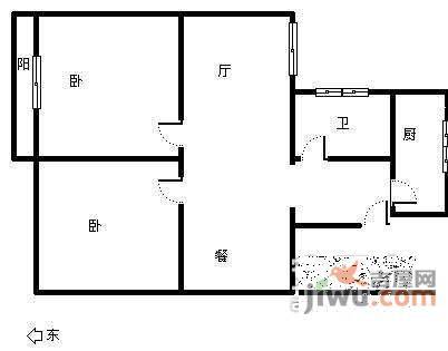 锦绿新城2室1厅1卫76㎡户型图