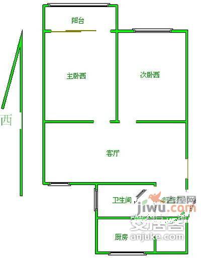 锦绿新城2室1厅1卫76㎡户型图