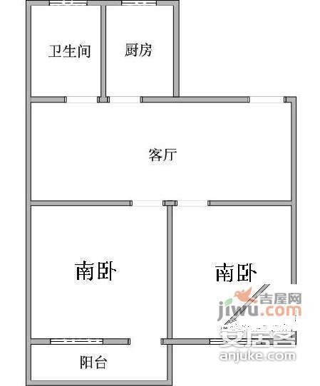 北巷小区2室2厅1卫85㎡户型图