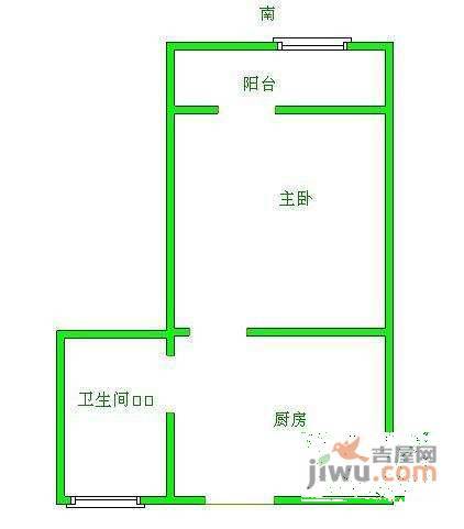 泉东小区1室1厅1卫45㎡户型图