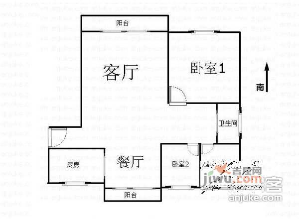 欧风家园3室2厅1卫104㎡户型图