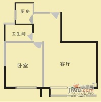 四和花园1室1厅1卫51㎡户型图