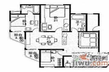 玉佛城3室2厅2卫161㎡户型图