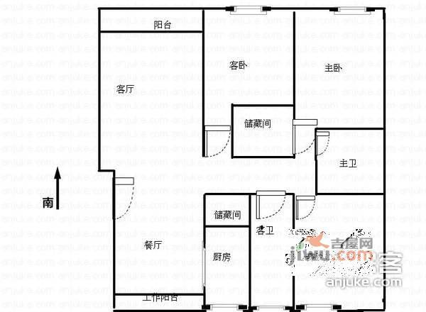 中星恬园3室2厅2卫143㎡户型图