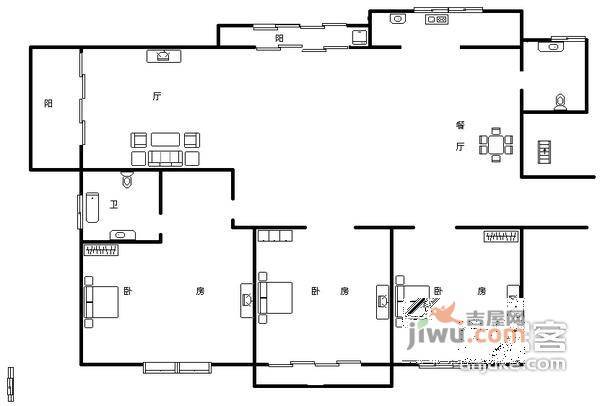 盛世年华3室2厅2卫161㎡户型图