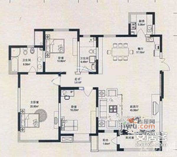 盛世年华4室2厅3卫174㎡户型图