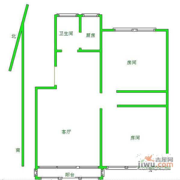 东城新村2室2厅1卫98㎡户型图