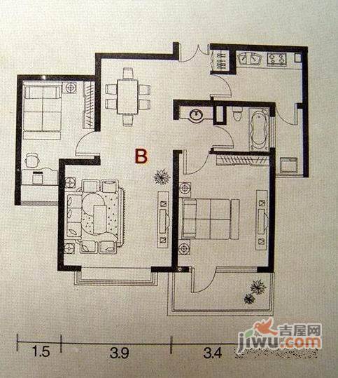 涵合园2室1厅1卫79㎡户型图