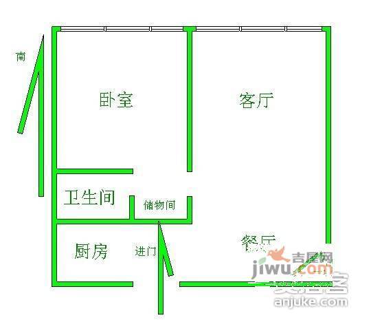 涵合园1室2厅1卫71㎡户型图