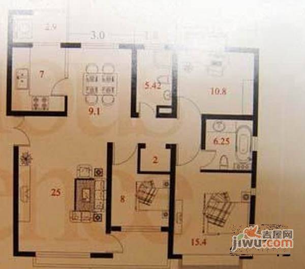 涵合园3室2厅2卫190㎡户型图