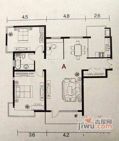 涵合园2室2厅2卫106㎡户型图