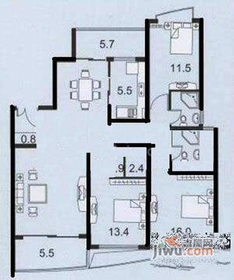 怡东花园3室2厅2卫199㎡户型图