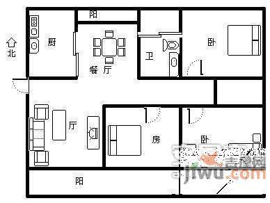 新都花园2室2厅2卫117㎡户型图