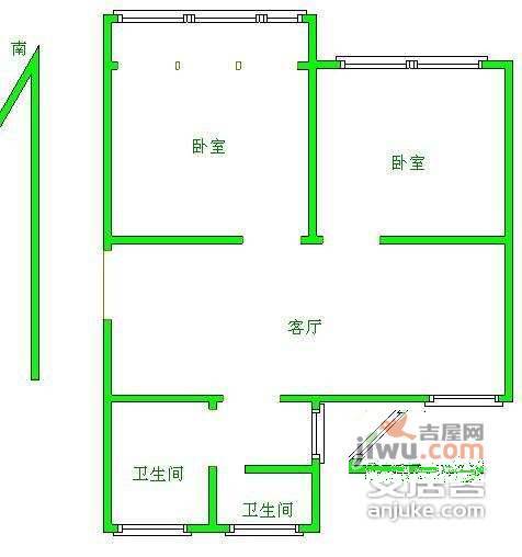 海桐苑2室1厅1卫97㎡户型图