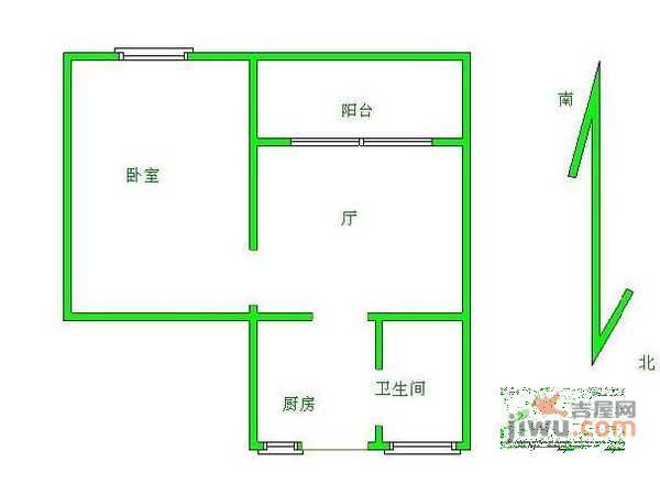 牡丹小区1室1厅1卫50㎡户型图