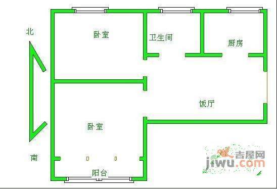 牡丹小区2室1厅1卫74㎡户型图