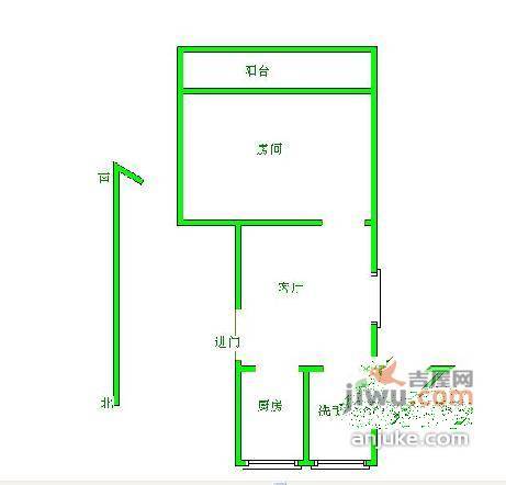 牡丹小区1室1厅1卫50㎡户型图