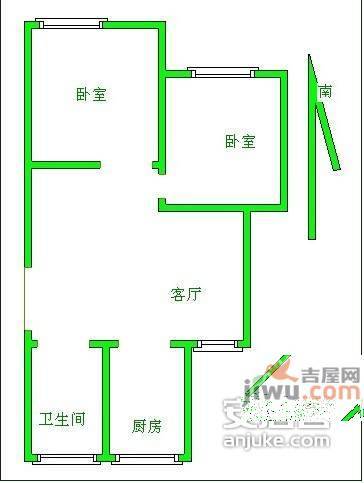 牡丹小区2室1厅1卫74㎡户型图