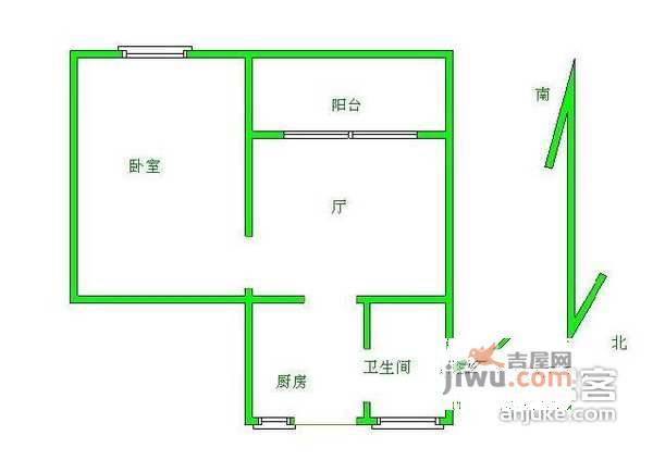 金桂小区1室1厅1卫44㎡户型图