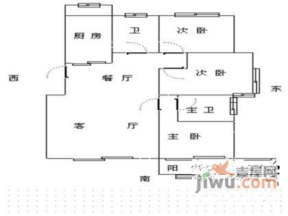 银泰花园3室2厅2卫户型图