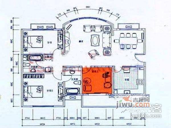 碧云东方公寓3室2厅2卫户型图