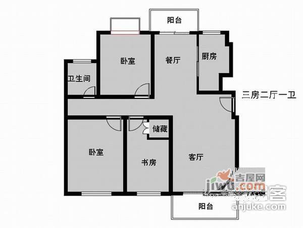 金桥酒店公寓2室2厅1卫94㎡户型图