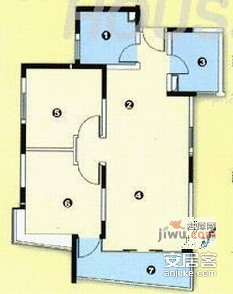 天安花园2室2厅1卫109㎡户型图