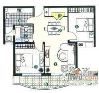 第九城市2室2厅1卫125㎡户型图